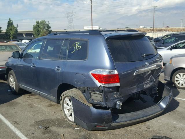 5TDZK3EH5DS090380 - 2013 TOYOTA HIGHLANDER BLUE photo 3