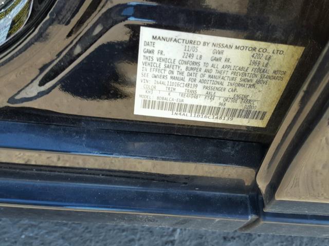 1N4AL11D16C148139 - 2006 NISSAN ALTIMA S BLACK photo 10