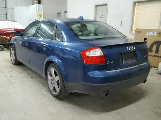 WAUJC68E74A060711 - 2004 AUDI A4 1.8T BLUE photo 3