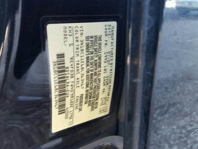 3N1BC11E68L363467 - 2008 NISSAN VERSA S BLACK photo 10