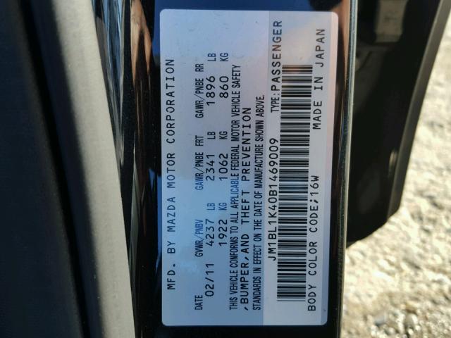 JM1BL1K40B1469009 - 2011 MAZDA SPEED 3 BLACK photo 10