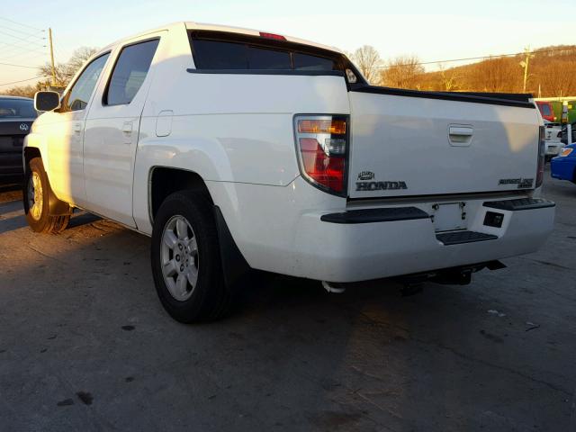 2HJYK16437H538786 - 2007 HONDA RIDGELINE WHITE photo 3