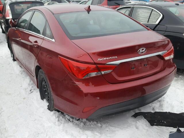 5NPEB4ACXEH822573 - 2014 HYUNDAI SONATA GLS RED photo 3