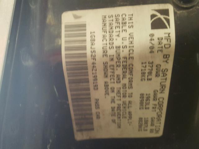 1G8AJ52F44Z199193 - 2004 SATURN ION LEVEL SILVER photo 10