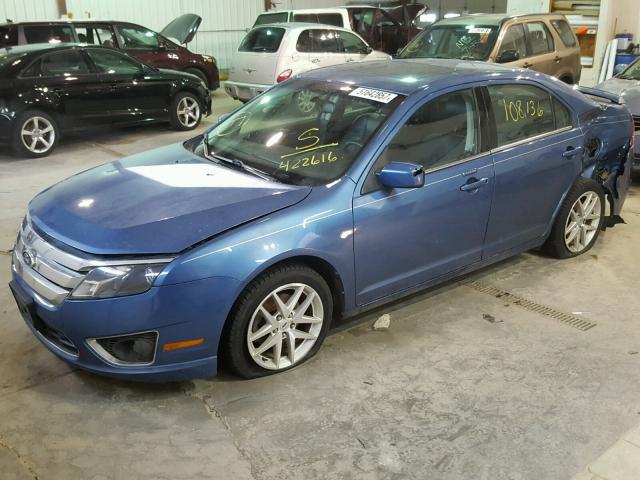 3FAHP0JA3AR422616 - 2010 FORD FUSION SEL BLUE photo 2