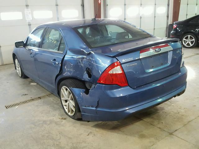 3FAHP0JA3AR422616 - 2010 FORD FUSION SEL BLUE photo 3