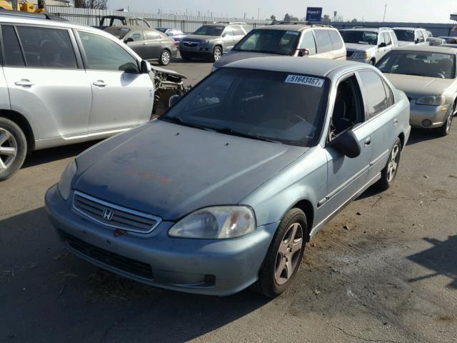 1HGEJ6676YL049631 - 2000 HONDA CIVIC LX BLUE photo 2