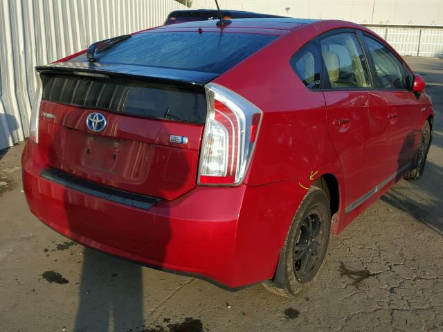 JTDKN3DU6C1562945 - 2012 TOYOTA PRIUS RED photo 4