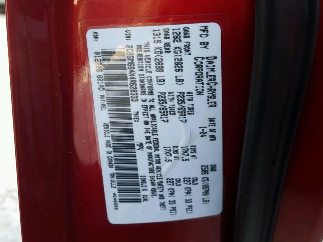 2C8GM684X4R628333 - 2004 CHRYSLER PACIFICA RED photo 10