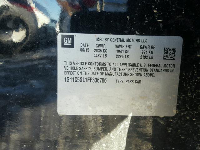 1G11C5SL1FF336786 - 2015 CHEVROLET MALIBU 1LT 黑色 照片 10