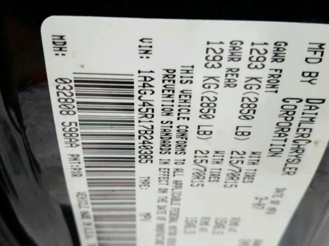 1A4GJ45R17B240385 - 2007 CHRYSLER TOWN & COU BLACK photo 10