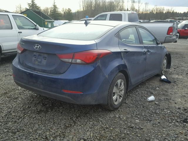 5NPDH4AE3GH732244 - 2016 HYUNDAI ELANTRA SE BLUE photo 4