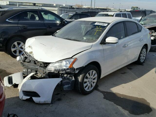 3N1AB7AP2DL656716 - 2013 NISSAN SENTRA S WHITE photo 2