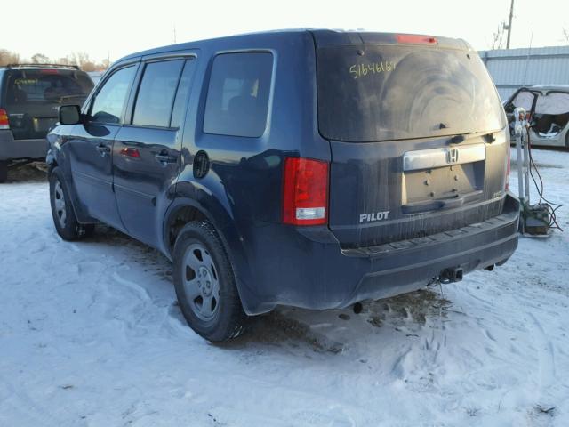 5FNYF4H22AB019019 - 2010 HONDA PILOT LX BLUE photo 3