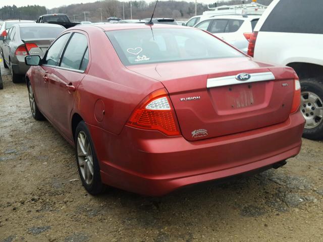 3FAHP0JA1BR210038 - 2011 FORD FUSION SEL BURGUNDY photo 3