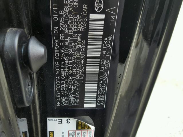 JTKJF5C79B3019844 - 2011 TOYOTA SCION TC 黑色 照片 10