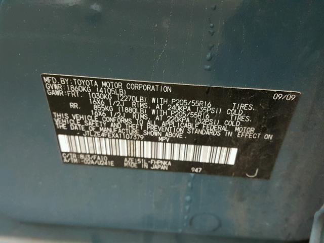 JTLZE4FEXA1107379 - 2010 TOYOTA SCION XB 烧焦的 照片 10