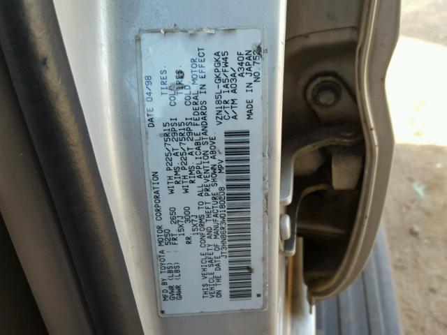 JT3HN86R3W0180208 - 1998 TOYOTA 4RUNNER SR TAN photo 10