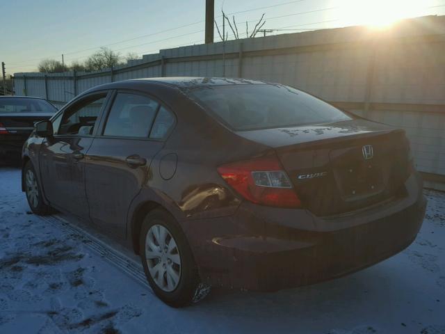 2HGFB2F50CH568074 - 2012 HONDA CIVIC LX BURGUNDY photo 3