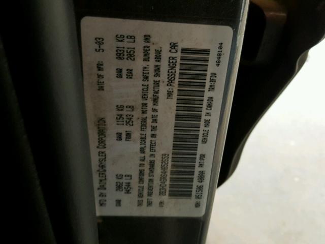 2B3HD46R64H652659 - 2004 DODGE INTREPID S ნაცრისფერი ფოტო 10