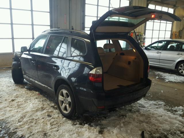 WBXPC93447WF13368 - 2007 BMW X3 3.0SI BLACK photo 3