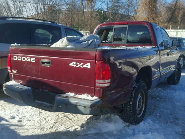 1B7GG22X71S317229 - 2001 DODGE DAKOTA MAROON photo 4