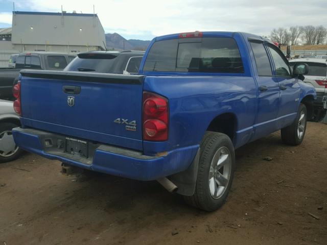 1D7HU18268S589919 - 2008 DODGE RAM 1500 S BLUE photo 4