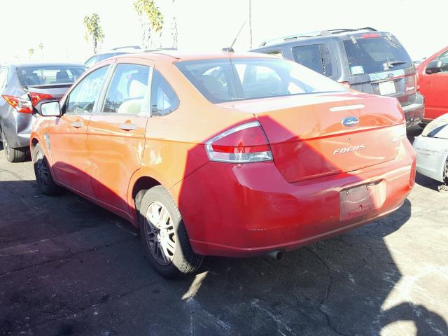 1FAHP35N78W145765 - 2008 FORD FOCUS SE RED photo 3