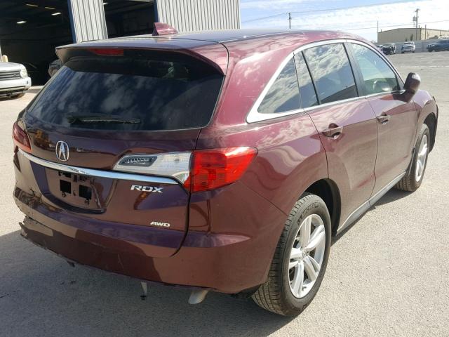 5J8TB4H5XFL024054 - 2015 ACURA RDX TECHNO MAROON photo 4