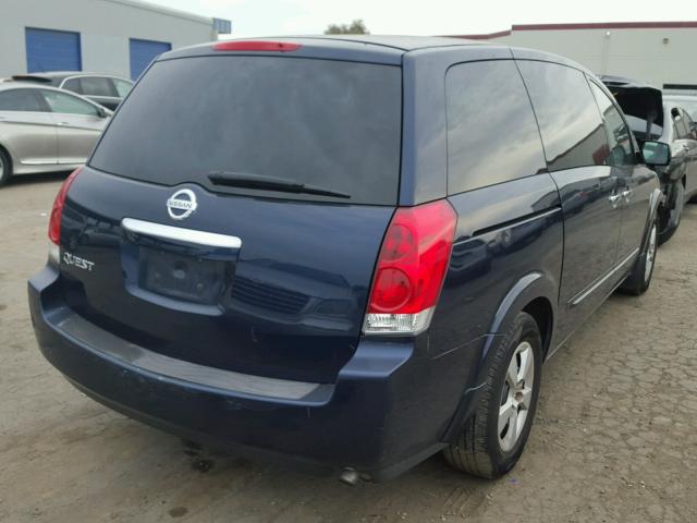 5N1BV28U37N127105 - 2007 NISSAN QUEST S BLUE photo 4