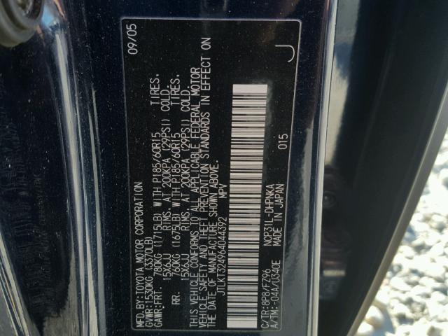 JTLKT324964044392 - 2006 TOYOTA SCION XB შავი ფოტო 10