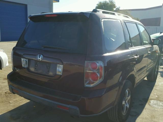 5FNYF28527B014247 - 2007 HONDA PILOT EXL BURGUNDY photo 4