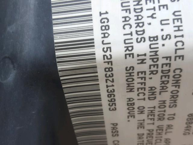 1G8AJ52F83Z136953 - 2003 SATURN ION LEVEL BLUE photo 10