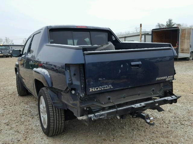 5FPYK1F56BB451242 - 2011 HONDA RIDGELINE BLUE photo 3