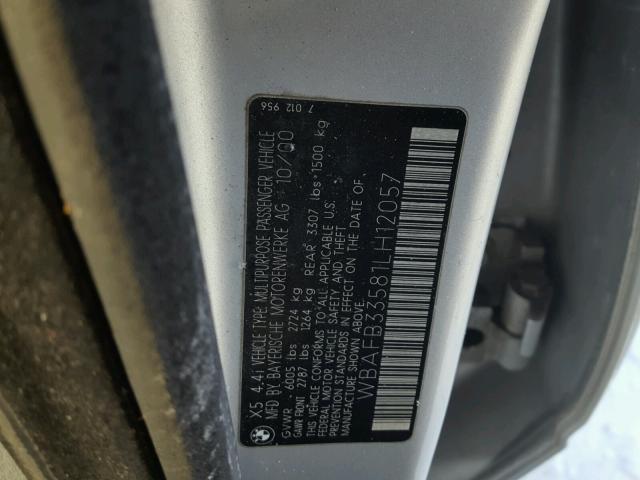 WBAFB33581LH12057 - 2001 BMW X5 4.4I SILVER photo 10