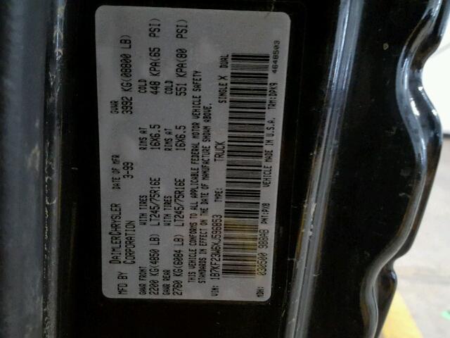 1B7KF23W6XJ596853 - 1999 DODGE RAM 2500 BLACK photo 10