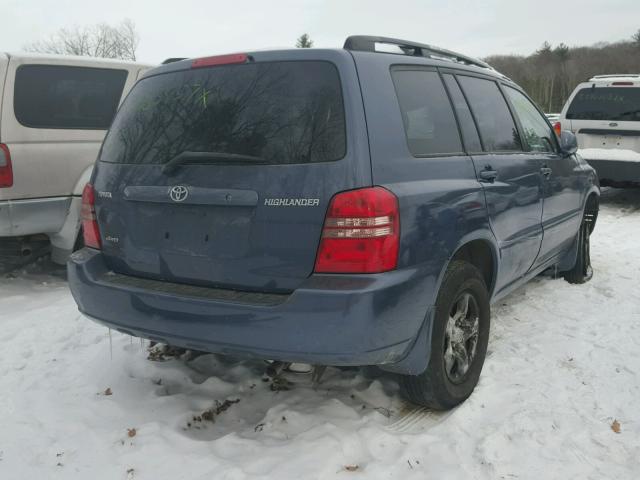 JTEHD21A120015907 - 2002 TOYOTA HIGHLANDER BLUE photo 4