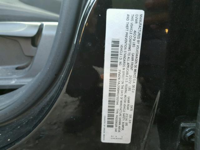 3VW2K7AJ9BM020294 - 2011 VOLKSWAGEN JETTA BASE შავი ფოტო 10