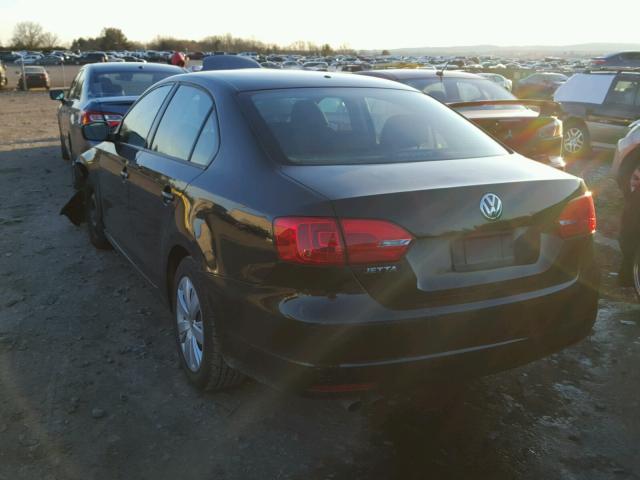 3VW2K7AJ9BM020294 - 2011 VOLKSWAGEN JETTA BASE შავი ფოტო 3
