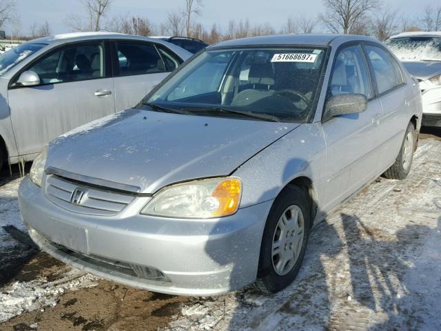 1HGES16622L012073 - 2002 HONDA CIVIC LX SILVER photo 2