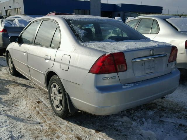 1HGES16622L012073 - 2002 HONDA CIVIC LX SILVER photo 3