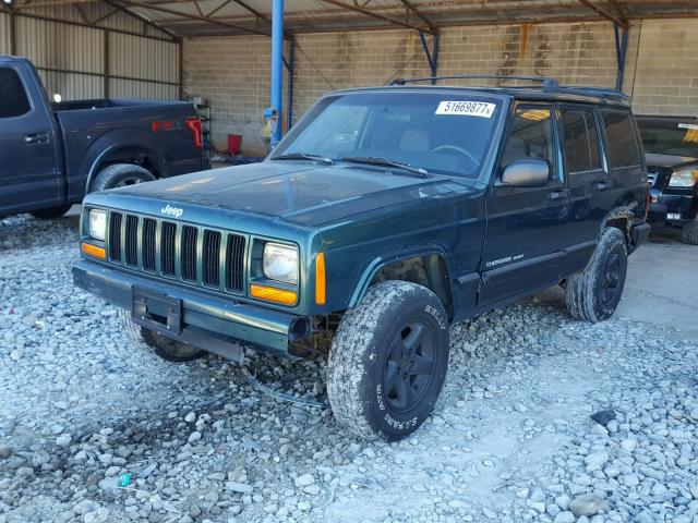 1J4FF68S8XL593935 - 1999 JEEP CHEROKEE S GREEN photo 2