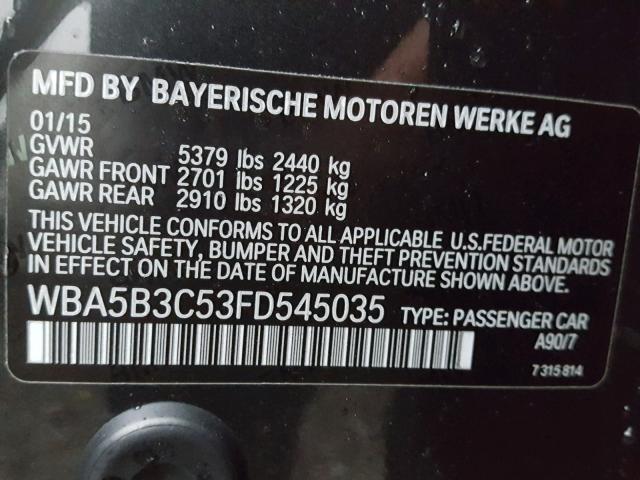 WBA5B3C53FD545035 - 2015 BMW 535 XI CHARCOAL photo 10