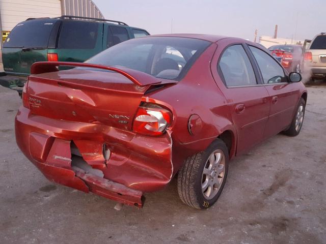 1B3ES56C64D644200 - 2004 DODGE NEON SXT BURGUNDY photo 4