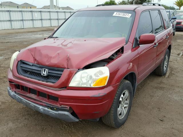 5FNYF18445B010585 - 2005 HONDA PILOT EX RED photo 2