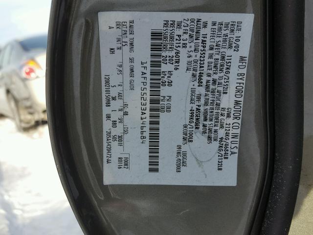 1FAFP55233A146684 - 2003 FORD TAURUS SES GRAY photo 10