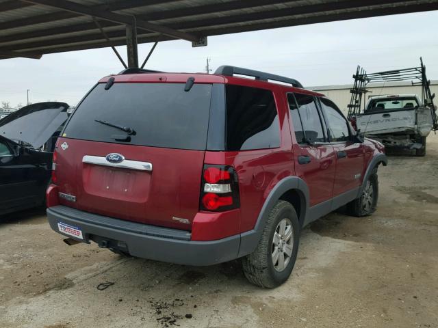 1FMEU63E86UA68161 - 2006 FORD EXPLORER X RED photo 4