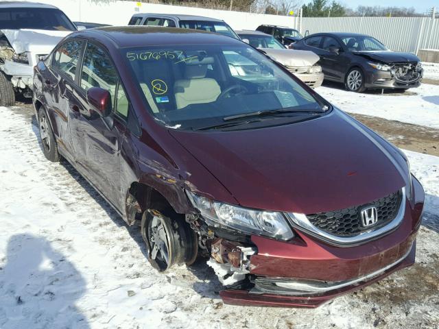 19XFB2F54FE287975 - 2015 HONDA CIVIC LX BURGUNDY photo 1