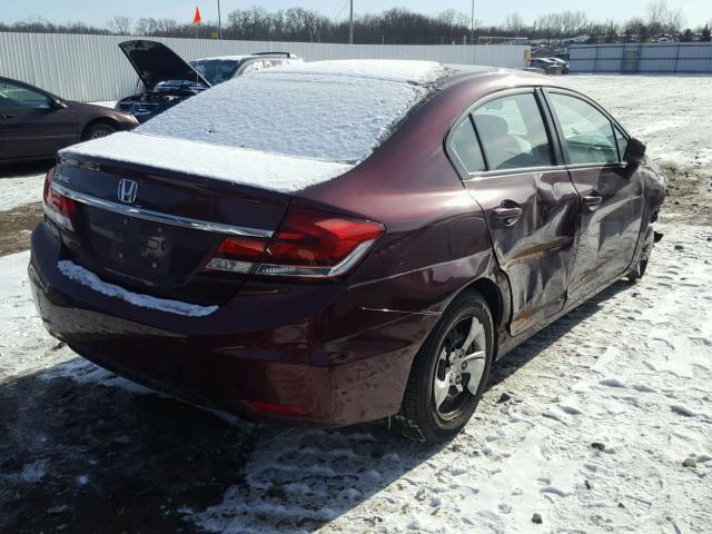 19XFB2F54FE287975 - 2015 HONDA CIVIC LX BURGUNDY photo 4