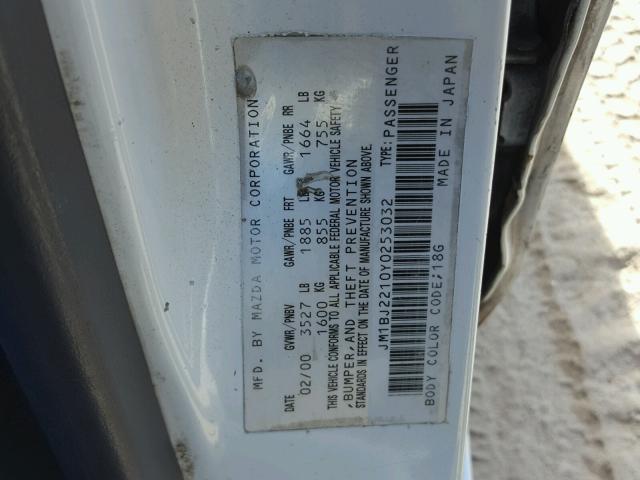 JM1BJ2210Y0253032 - 2000 MAZDA PROTEGE ES 白色 照片 10